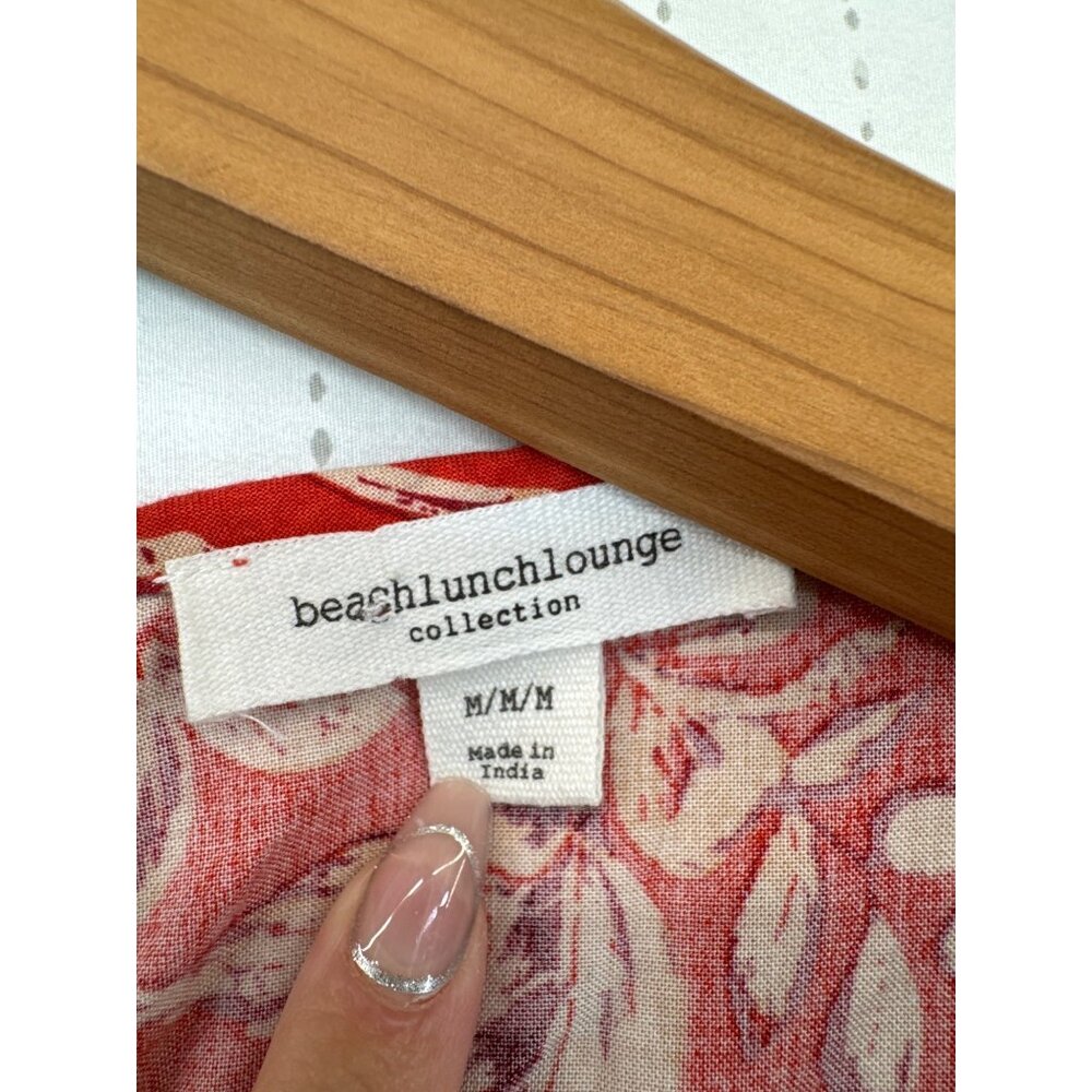 Beach Lunch Lounge Dress Sz M Orange Floral Boho Peasant Tasseled Casual 3/4Slv - Picture 6 of 14